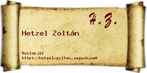 Hetzel Zoltán névjegykártya